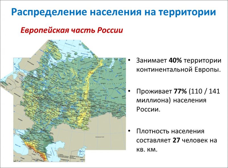 Распределение населения на территории России