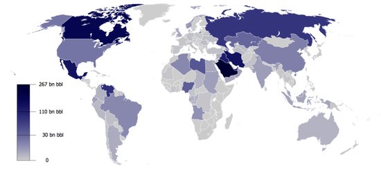Карта мировых запасов нефти